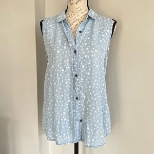 Beach lunch lounge Star print button front tank top